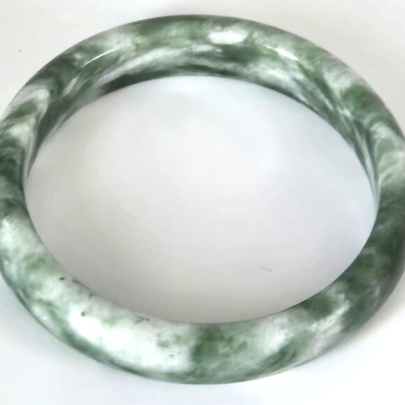 Jade Bangles Chinese Style Green Natural Stone Jade Bangle Bracelets Stone Jewel - Picture 2 of 5